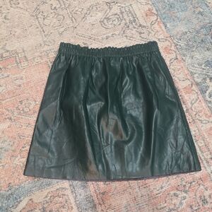 LOFT Dark Green Faux Leather Mini Skirt